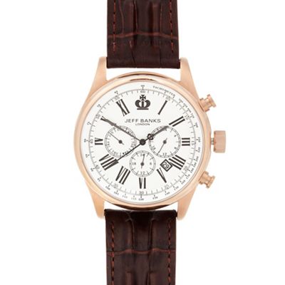 Men's designer brown croc strap chronograph watch